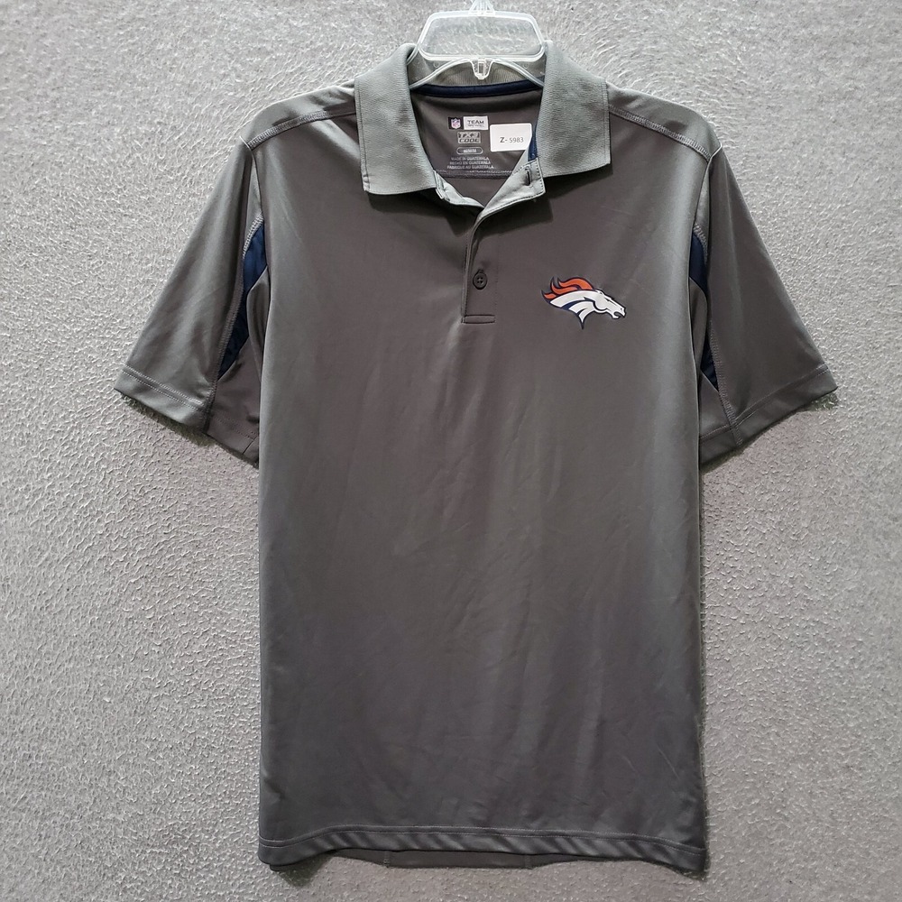 Denver Broncos Men Polo‎ Shirt Medium Gray Logo TX3 Cool Short Sleeve Collar NFL